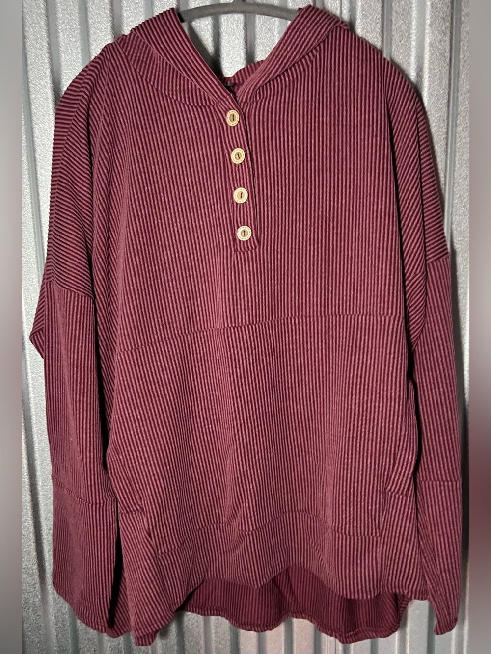 Heimish USA 2x NWOT Oversized Lightweight Ribbed Denim Colored Hoodie w/ Pockets